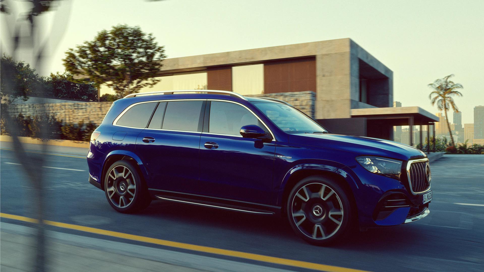 A Mercedes-AMG GLS in blue MANUFAKTUR livery.