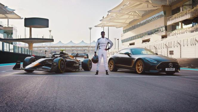 Promoshot for the movie F1 alongside the Mercedes-AMG GT 63 4MATIC+ "APXGP Edition"