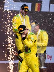 AMG GT racing drivers celebrate their victory