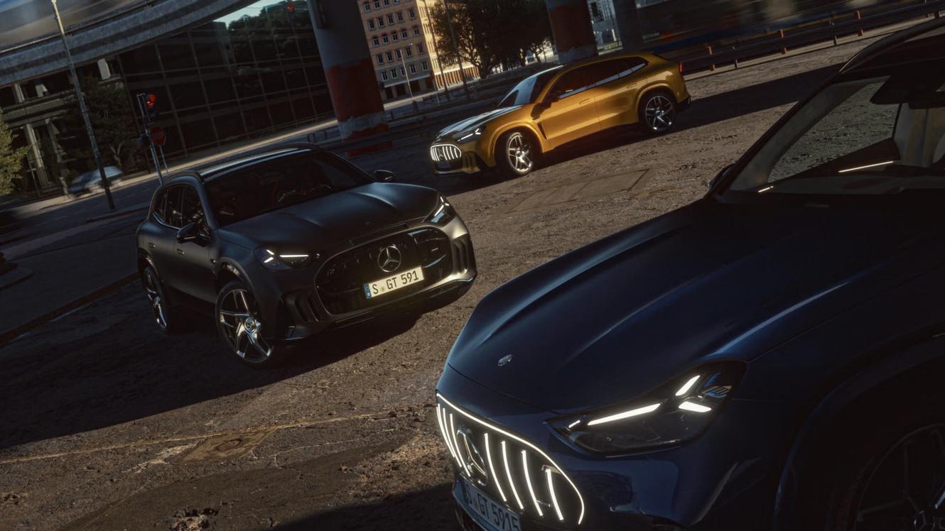 View of the Mercedes-AMG GT SUV of all three variants