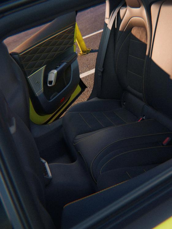 Close-up of the rear seat
