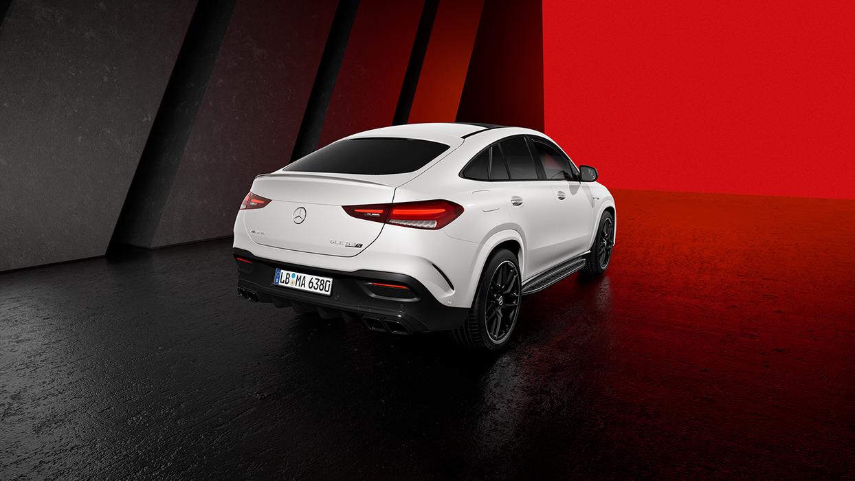 Seitliche Heckansicht des Mercedes-AMG GLE 63 S Coupé.