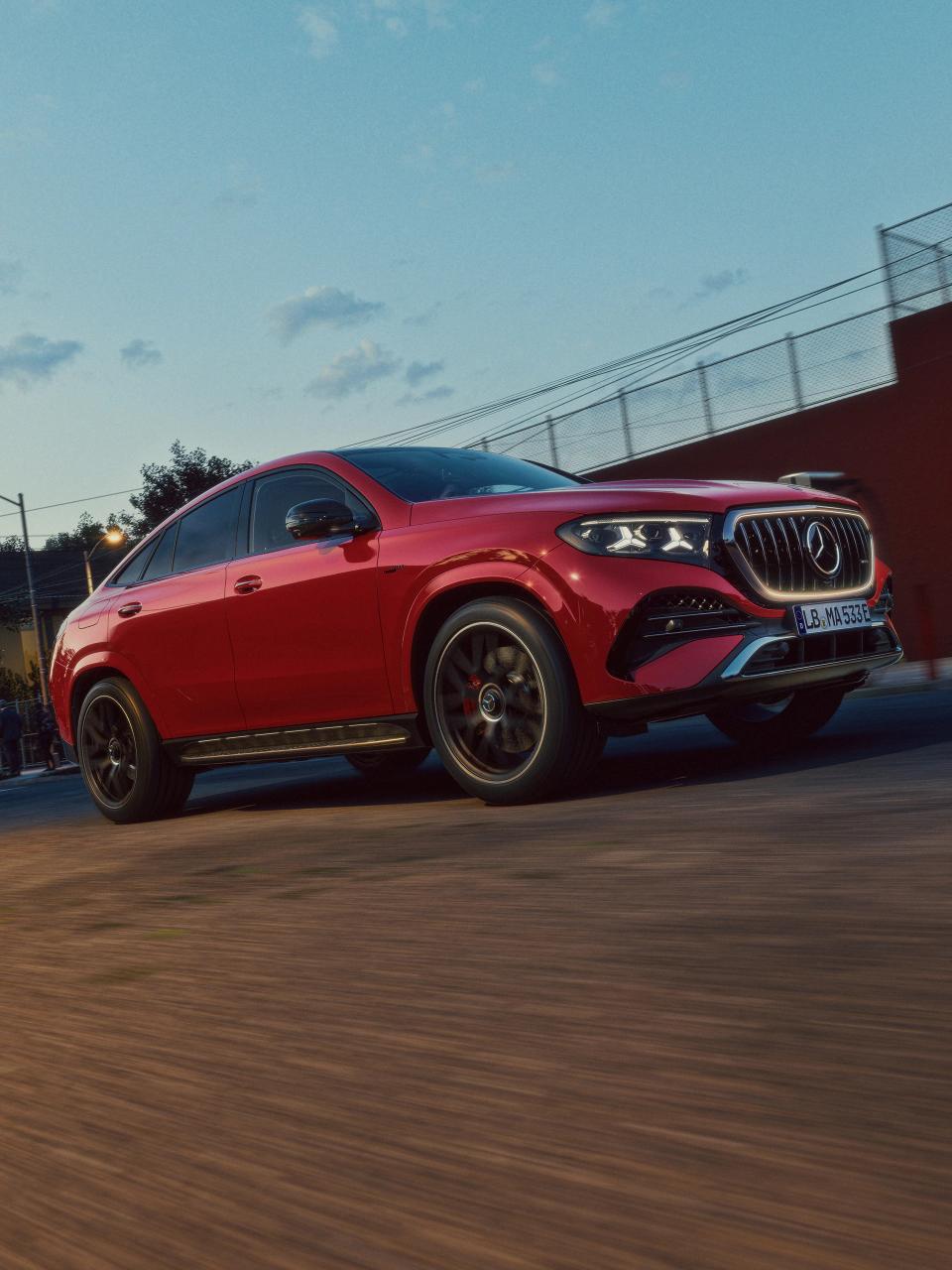 The Mercedes-AMG GLE 53 Hybrid Coupé in an urban setting