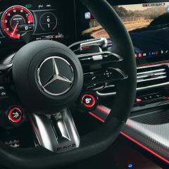 Close-up of the steering wheel