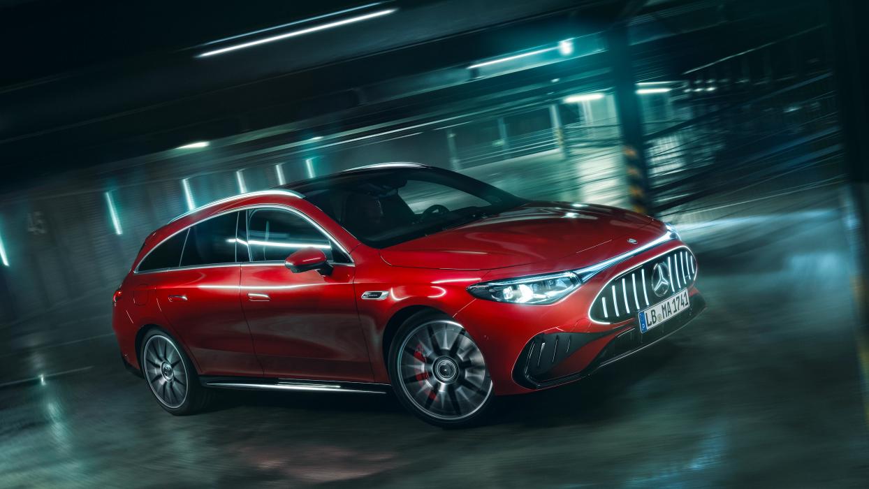 The Mercedes-AMG CLA 45 4MATIC+ Shooting Brake in an underground car park