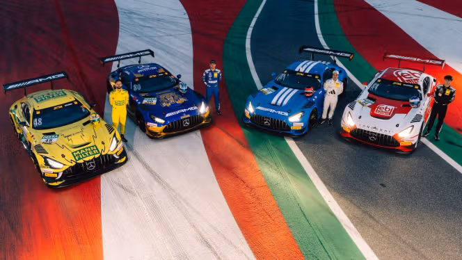 Mercedes-AMG GT and their drivers on the track