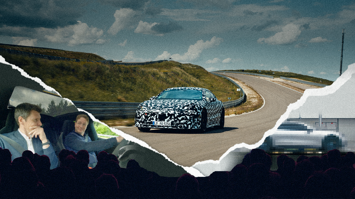 Ola Källenius and Micheal Schiebe test driving the fully electric Mercedes-AMG GT 4-Door Coupé.