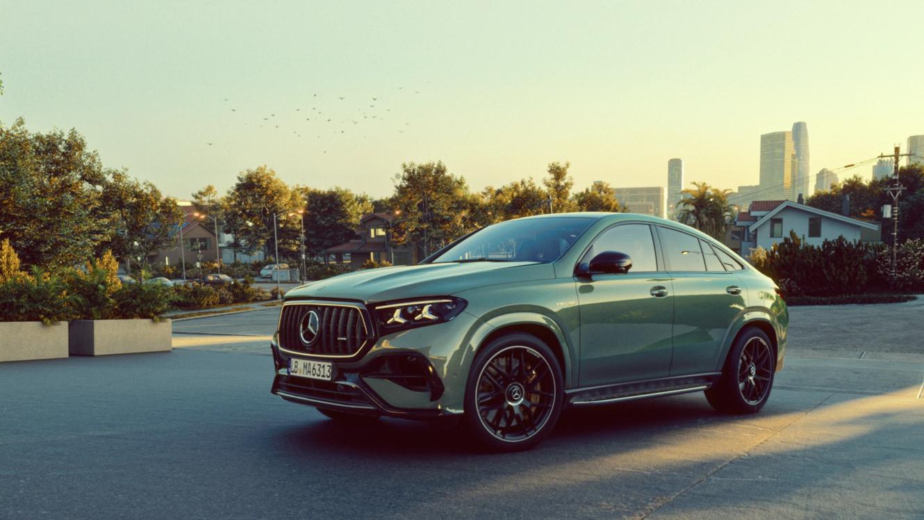 The Mercedes-AMG GLE 53 Hybrid Coupé in an urban setting