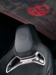 Close-up of the headrest and roof