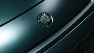 Close-up of the AMG badge on the bonnet
